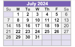 District School Academic Calendar for Hanson Elementary School for July 2024