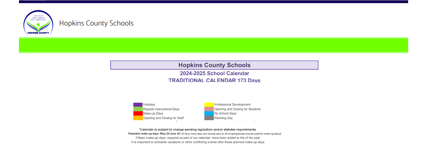 District School Academic Calendar Key for Hanson Elementary School