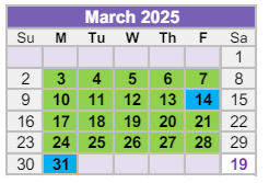 District School Academic Calendar for Hanson Elementary School for March 2025