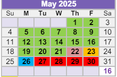 District School Academic Calendar for Hanson Elementary School for May 2025