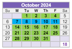District School Academic Calendar for Hanson Elementary School for October 2024