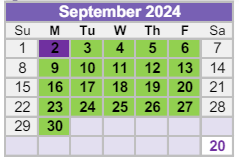 District School Academic Calendar for Hanson Elementary School for September 2024
