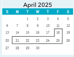 District School Academic Calendar for ST. James Elem for April 2025