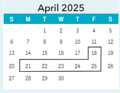 District School Academic Calendar for Saint James High for April 2025