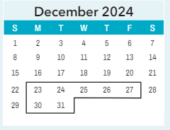 District School Academic Calendar for ST. James Elem for December 2024