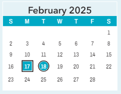 District School Academic Calendar for Saint James High for February 2025