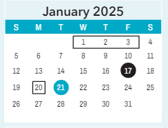 District School Academic Calendar for Saint James High for January 2025