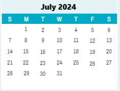 District School Academic Calendar for Saint James High for July 2024