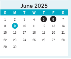 District School Academic Calendar for ST. James Elem for June 2025