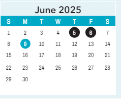 District School Academic Calendar for Saint James High for June 2025