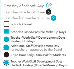 District School Academic Calendar Legend for Saint James High