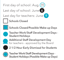 District School Academic Calendar Legend for ST. James Elem