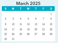 District School Academic Calendar for ST. James Elem for March 2025