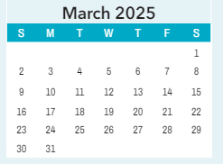 District School Academic Calendar for Saint James High for March 2025