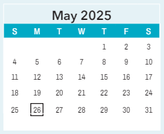 District School Academic Calendar for ST. James Elem for May 2025