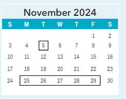 District School Academic Calendar for ST. James Elem for November 2024