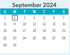 District School Academic Calendar for Saint James High for September 2024