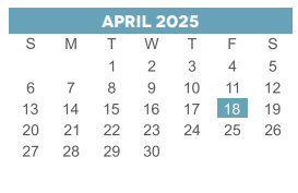 District School Academic Calendar for Parker Elementary for April 2025