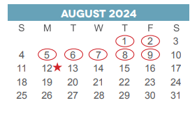 District School Academic Calendar for Cage Elementary for August 2024