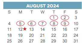 District School Academic Calendar for Pershing Middle School for August 2024