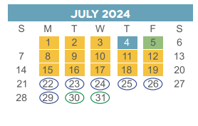 District School Academic Calendar for H P Carter Career Center for July 2024