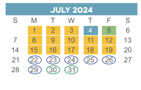 District School Academic Calendar for Wesley Elementary for July 2024