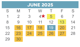 District School Academic Calendar for Rebuild Hisd Campus for June 2025