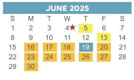 District School Academic Calendar for Sterling High School for June 2025