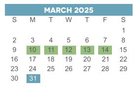 District School Academic Calendar for H P Carter Career Center for March 2025
