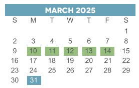 District School Academic Calendar for Hcc Life Skills Program for March 2025