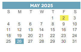 District School Academic Calendar for Crockett Elementary for May 2025