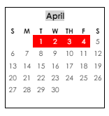 District School Academic Calendar for Wicksburg High School for April 2025