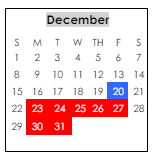 District School Academic Calendar for New Elem #8 for December 2024