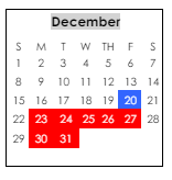 District School Academic Calendar for Northside Middle School for December 2024