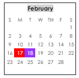 District School Academic Calendar for Northside Middle School for February 2025