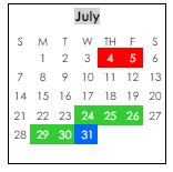 District School Academic Calendar for Rehobeth High School for July 2024