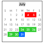 District School Academic Calendar for Rehobeth Elementary School for July 2024