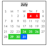 District School Academic Calendar for Ashford High School for July 2024