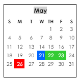 District School Academic Calendar for Ashford High School for May 2025
