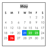 District School Academic Calendar for Thomson Middle School for May 2025