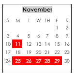 District School Academic Calendar for Rehobeth Elementary School for November 2024
