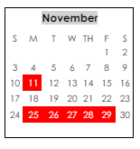 District School Academic Calendar for Houston County High School for November 2024