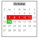 District School Academic Calendar for Ashford Elementary School for October 2024