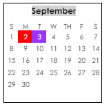 District School Academic Calendar for Cottonwood High School for September 2024