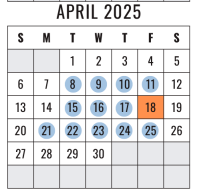 District School Academic Calendar for Willow Creek Elementary for April 2025