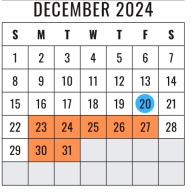 District School Academic Calendar for Timbers Elementary for December 2024