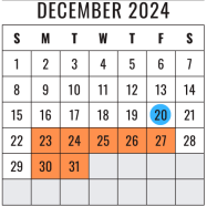 District School Academic Calendar for Deerwood Elementary for December 2024