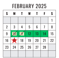 District School Academic Calendar for Early Learning Wing for February 2025