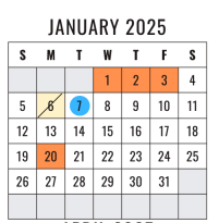 District School Academic Calendar for Early Learning Wing for January 2025