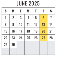 District School Academic Calendar for Deerwood Elementary for June 2025